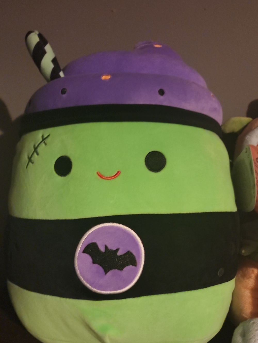 Plush Halloween Monster Squishmallow-Style Soft Toy in Green & Purple